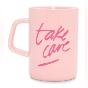 🆕 ban.do Take Care Oversize Pink Ceramic Coffee Tea Mug 98420 13oz